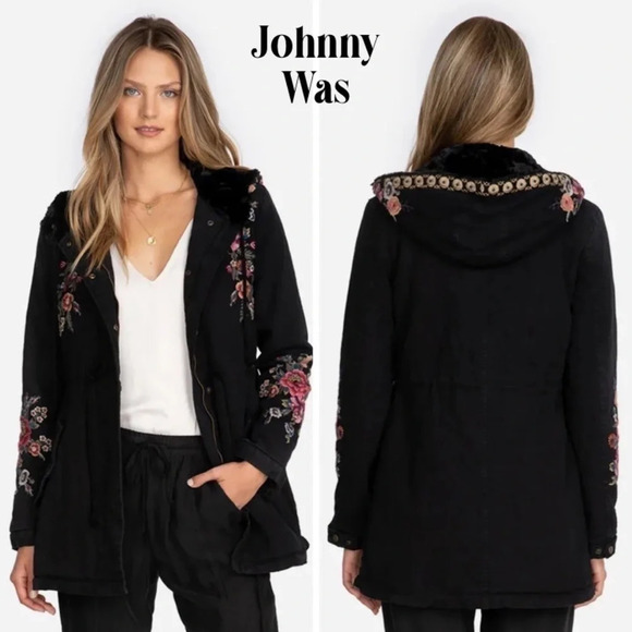 JOHNNY WAS SABAH FAUX FUR LINED MILITARY JACKET S - Picture 1 of 8